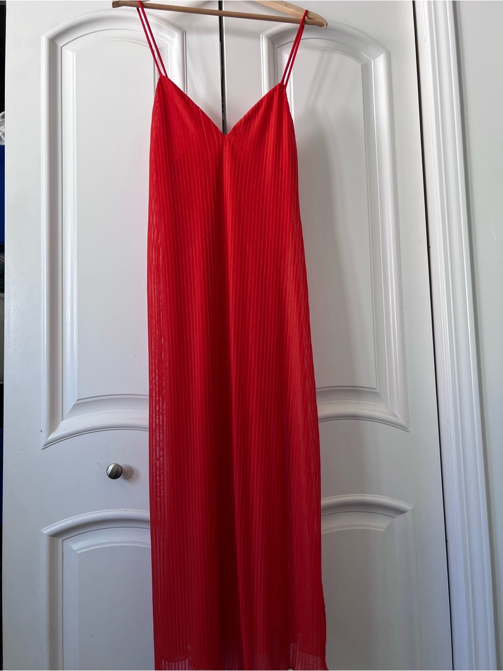 Red Pleated Slip Dress